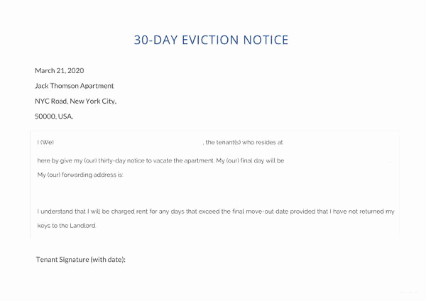 30 Day Eviction Notice Template Luxury 37 Eviction Notice Templates Doc Pdf