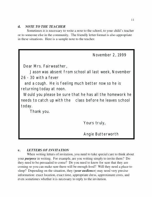Absent Letter for School Beautiful 9 10 Absent Letter to Teacher