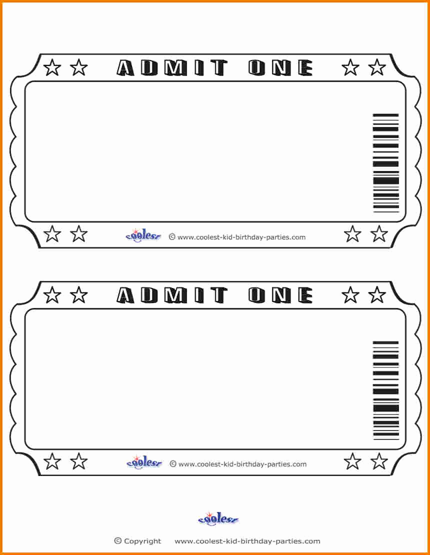 Admit One Ticket Template New Printable Ticket Template