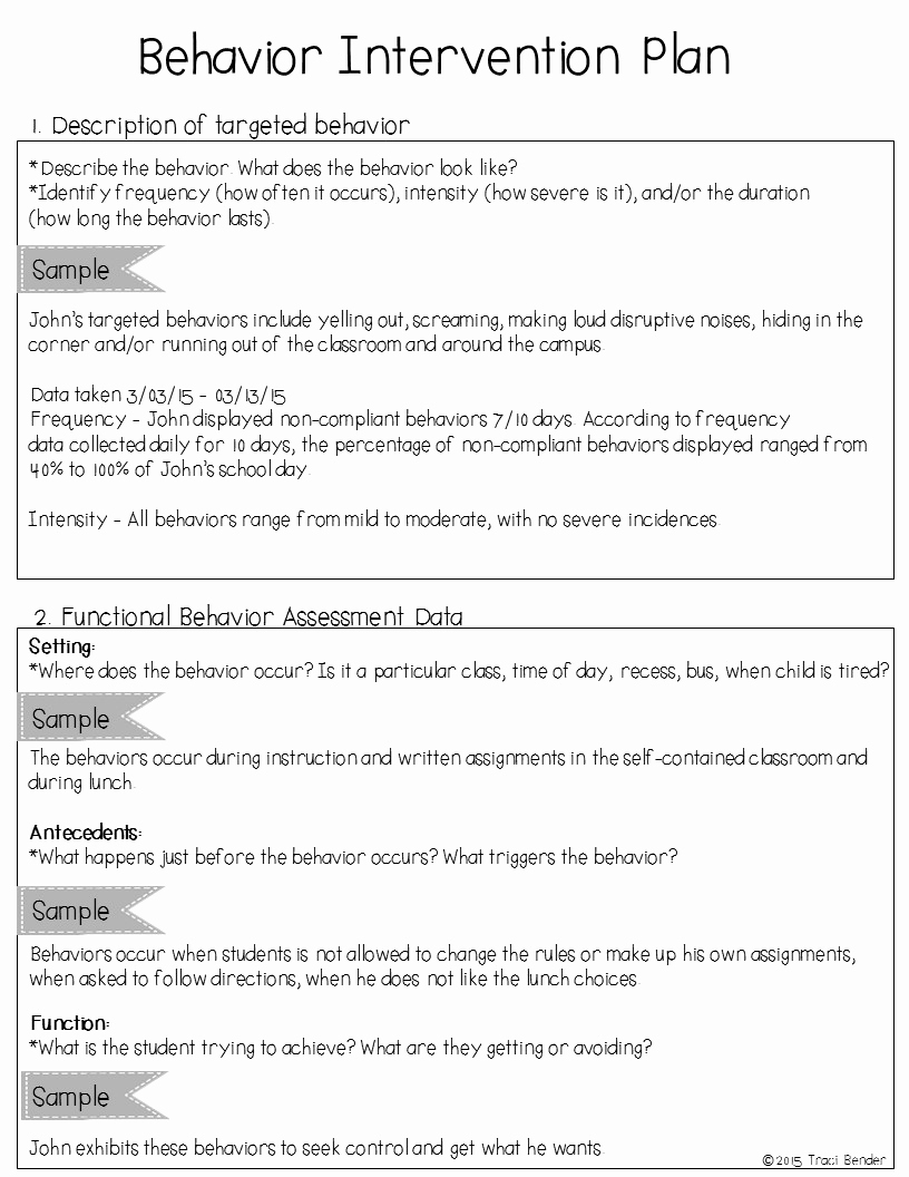 Behavior Intervention Plan Template Aba