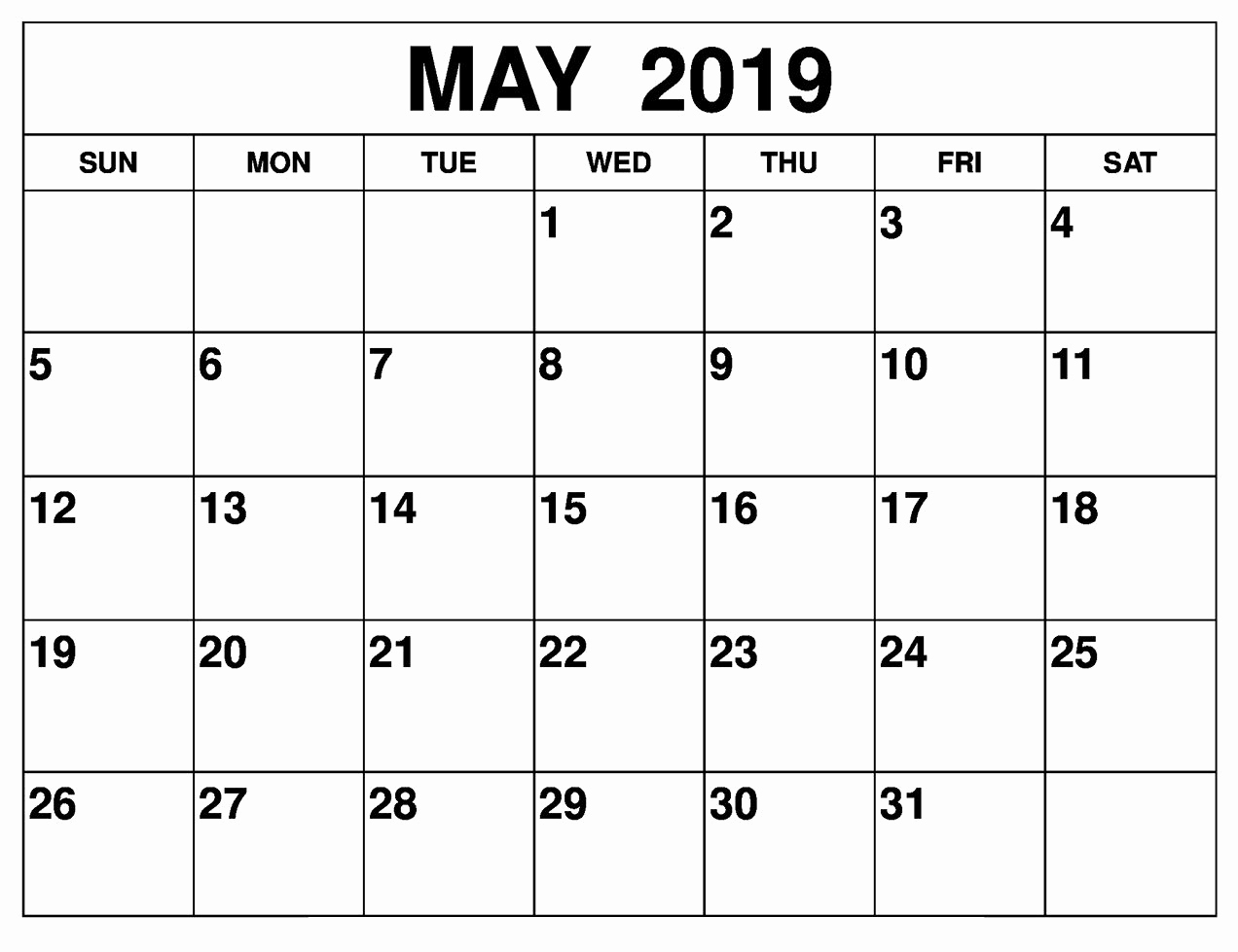 Blank Monthly Calendar Template Pdf Beautiful Printable May 2019 Calendar Editable