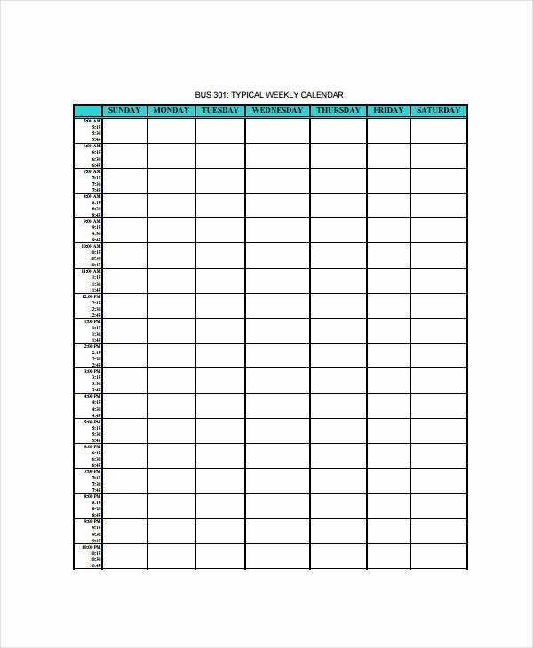 Blank Monthly Calendar Template Pdf Luxury Blank Weekly Calendar 9 Free Pdf Word Documents