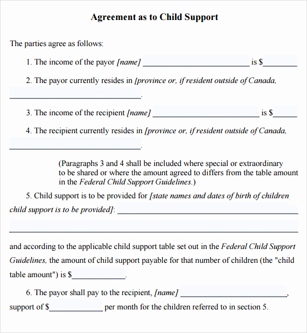 Child Support Agreement Template Best Of It Support Contract Sample Free Printable Documents