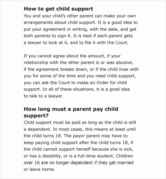Child Support Agreement Template Best Of Sample Child Support Agreement 5 Documents In Pdf Word
