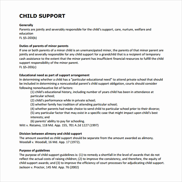 Child Support Agreement Template Unique Sample Child Support Agreement 7 Example format