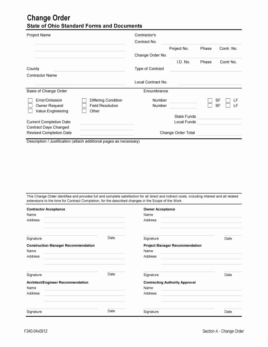 Construction Change order form Beautiful 40 order form Templates [work order Change order More]