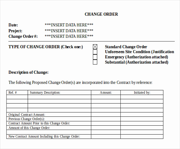Construction Change order form Luxury 24 Change order Templates Pdf Doc