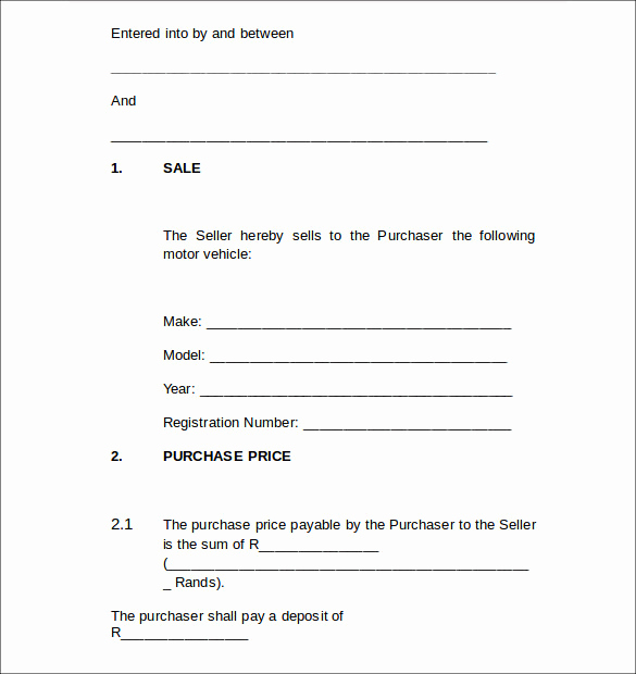 Contract for Selling A Car Elegant Sample Agreement Letters 5 Vehicle Purchase Agreement