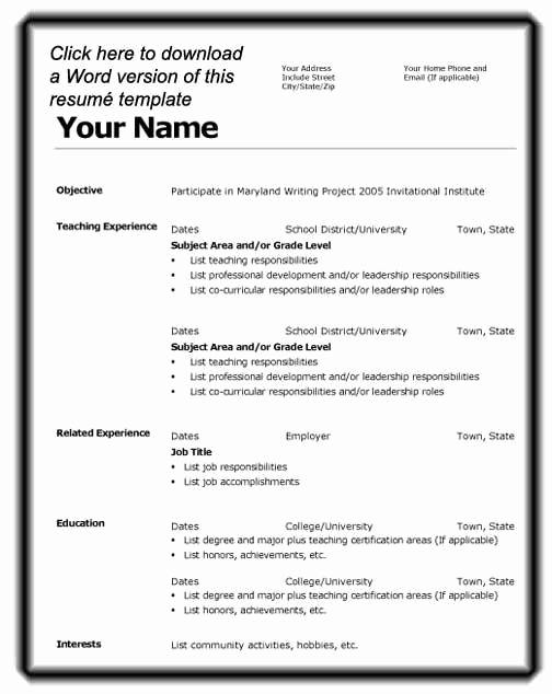 Curriculum Vitae Template Word Elegant Job Resume format Download Microsoft Word