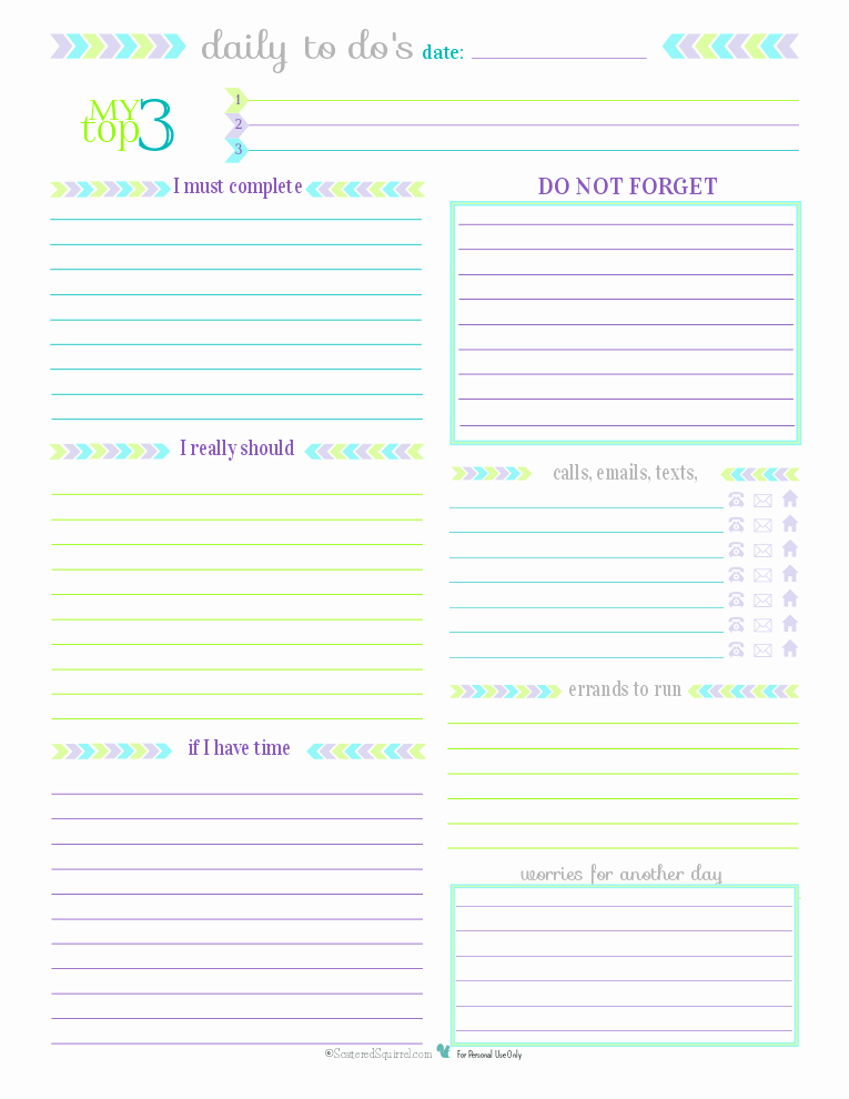 Daily to Do List Template Best Of Day 27 to Do List Printables Scattered Squirrel