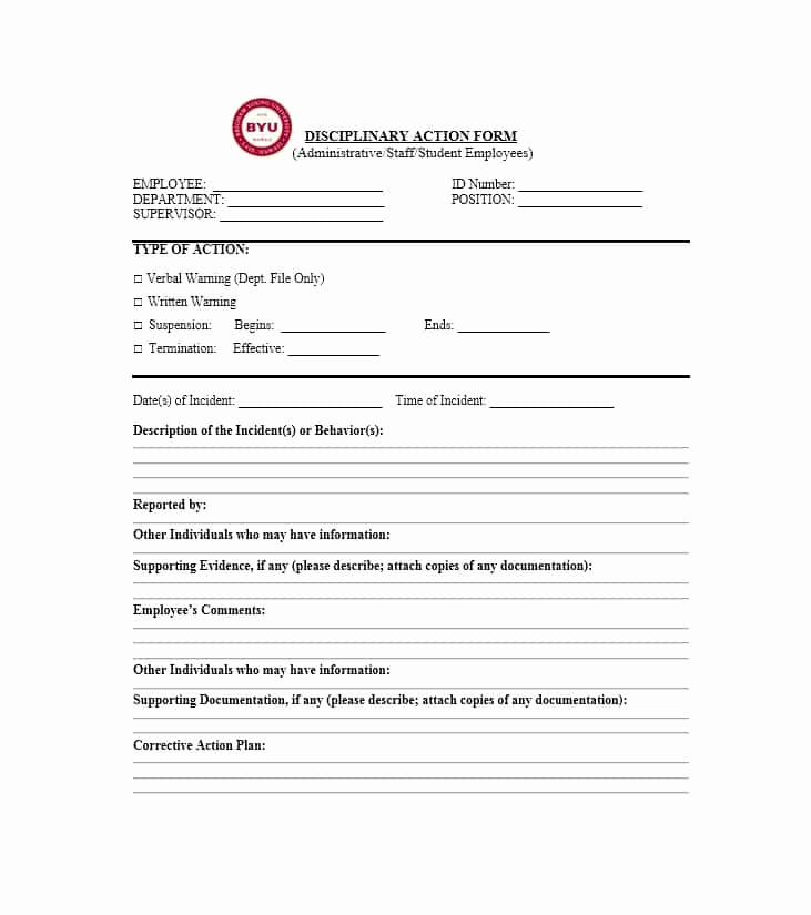 Employee Disciplinary Action form Awesome 40 Employee Disciplinary Action forms Template Lab