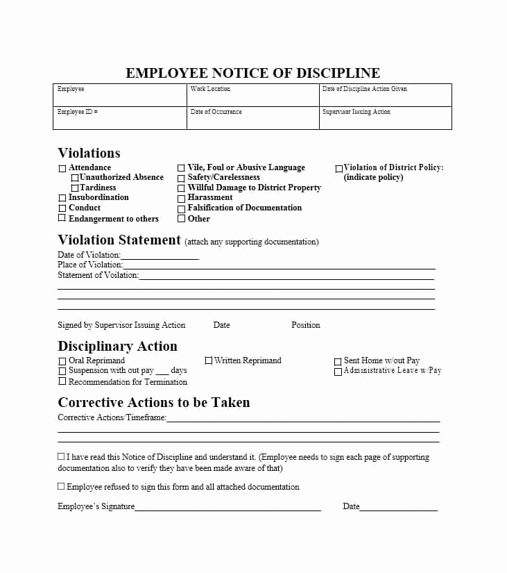 Employee Disciplinary Action form Best Of 40 Employee Disciplinary Action forms Template Lab
