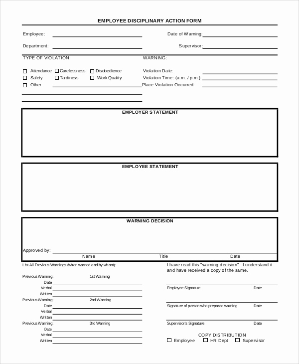 Employee Disciplinary Action form Best Of Sample Disciplinary Action form 8 Examples In Pdf Word