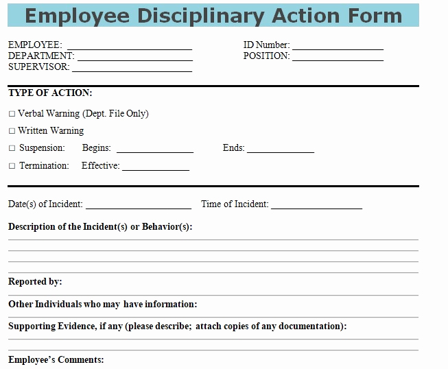 Employee Disciplinary Action form Inspirational Get Employee Disciplinary Action form Doc Template – Excel