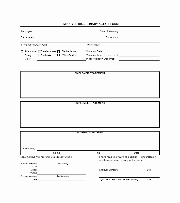 Employee Disciplinary Action form Luxury 40 Employee Disciplinary Action forms Template Lab