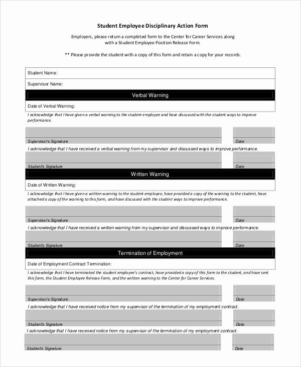 Employee Disciplinary Action form Luxury Sample Disciplinary Action form 8 Examples In Pdf Word