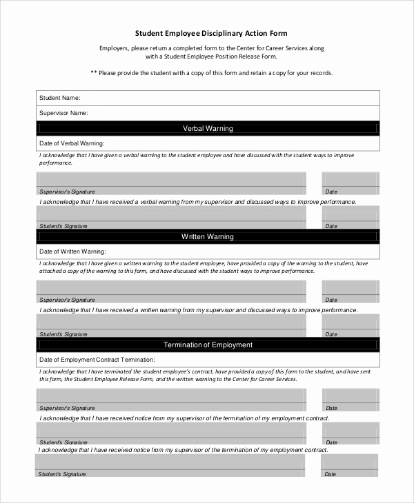 Employee Disciplinary Action form Luxury Sample Employee Discipline form 10 Examples In Pdf Word