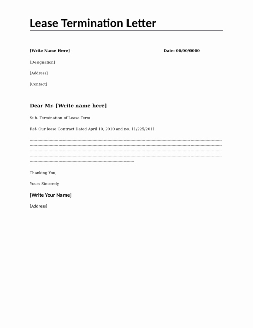 End Of Lease Letter Beautiful End Lease Letter Template