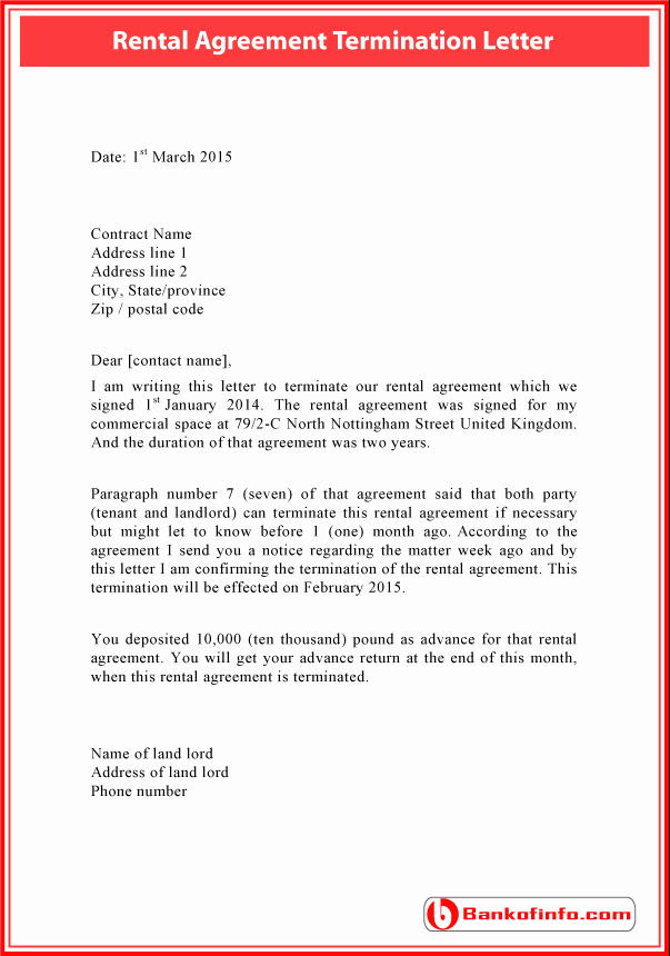 End Of Lease Letter Luxury Rental Agreement Termination Letter Sample