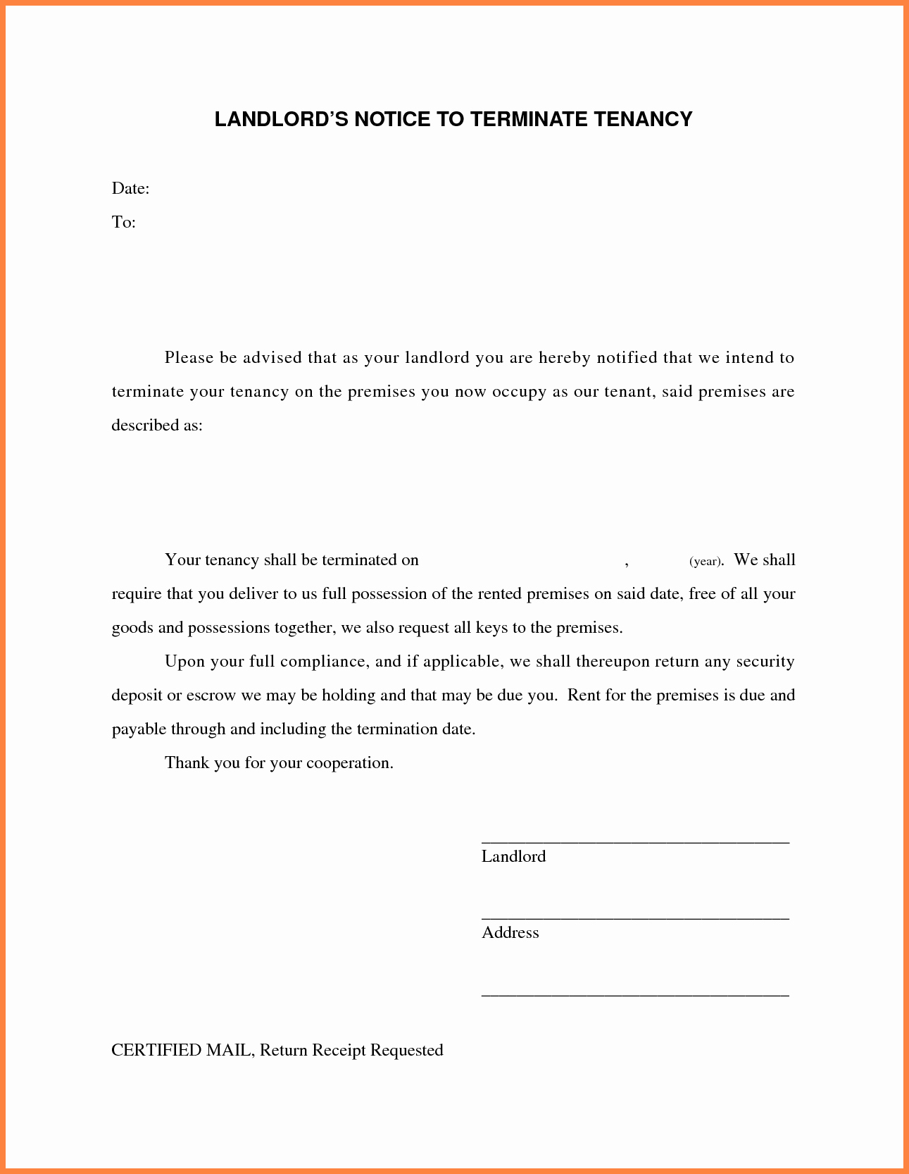 End Of Lease Letter New 7 Landlord Tenant Agreement to Terminate Lease