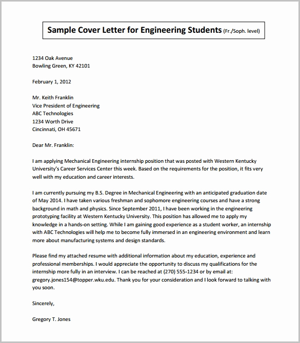 Engineering Internship Cover Letter Inspirational Cover Letter Template – 17 Free Word Pdf Documents
