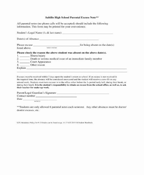 Excuse Note for School Lovely 11 School Excuse Note Templates Pdf