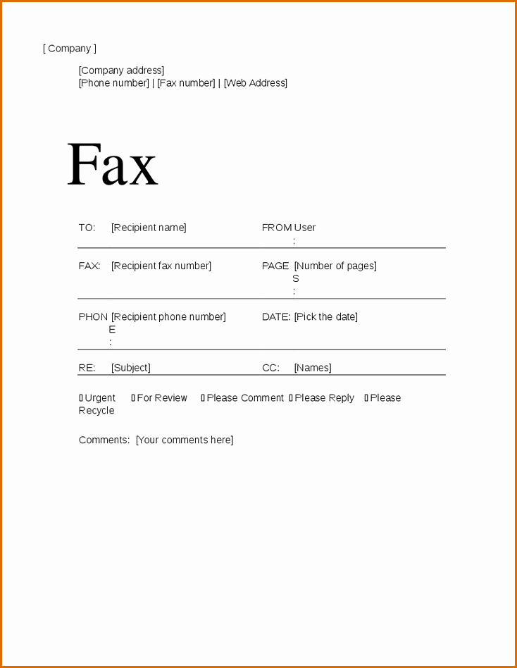 Fax Cover Sheet Template Word Fresh 7 Fax Cover Sheet Word Template
