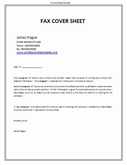 Fax Cover Sheet Template Word Luxury Fax Cover Sheet Template
