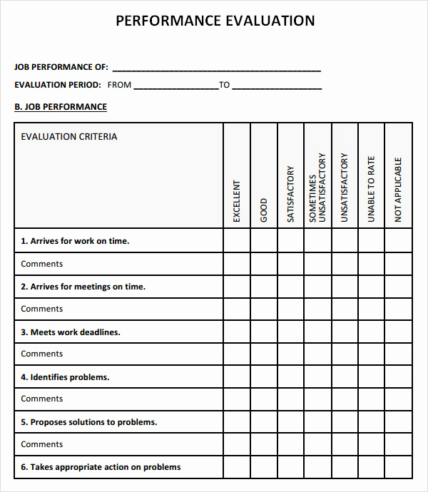 Free Employee Evaluation forms Printable Inspirational Performance Evaluation Template