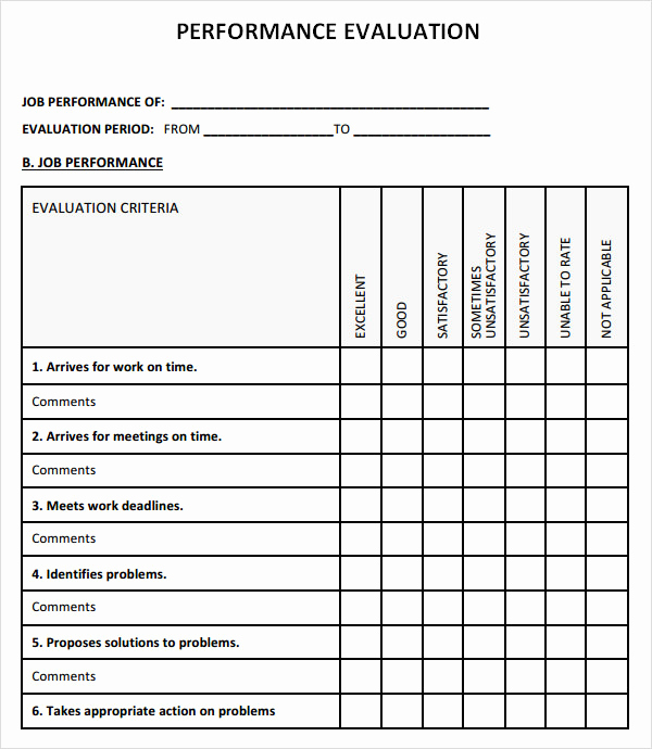 Free Printable Employee Evaluation Form Printable World Holiday