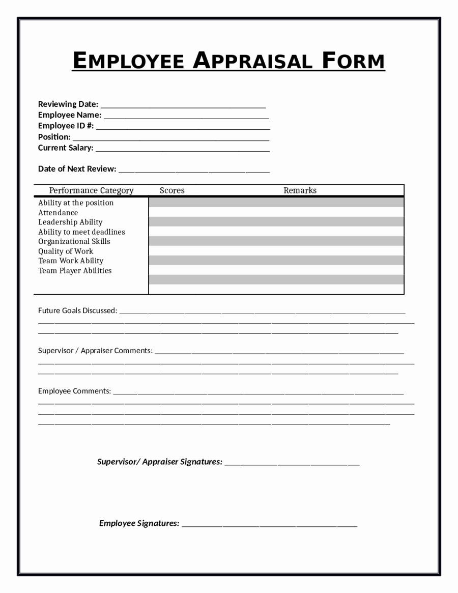 30 Free Employee Evaluation Forms Printable