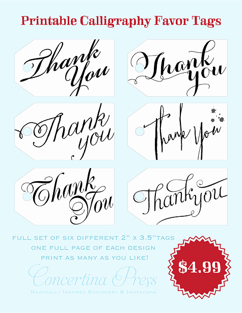 Free Printable Thank You Tags Inspirational Concertina Press Stationery and Invitations Diy