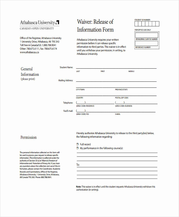 General Release form Template Lovely 16 General Release Of Information form Templates