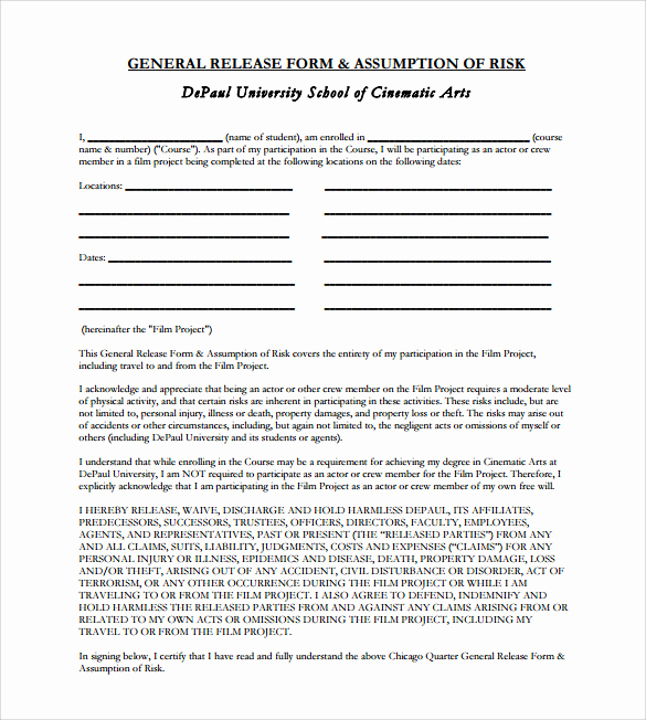 General Release form Template New 10 Release form Templates to Download for Free