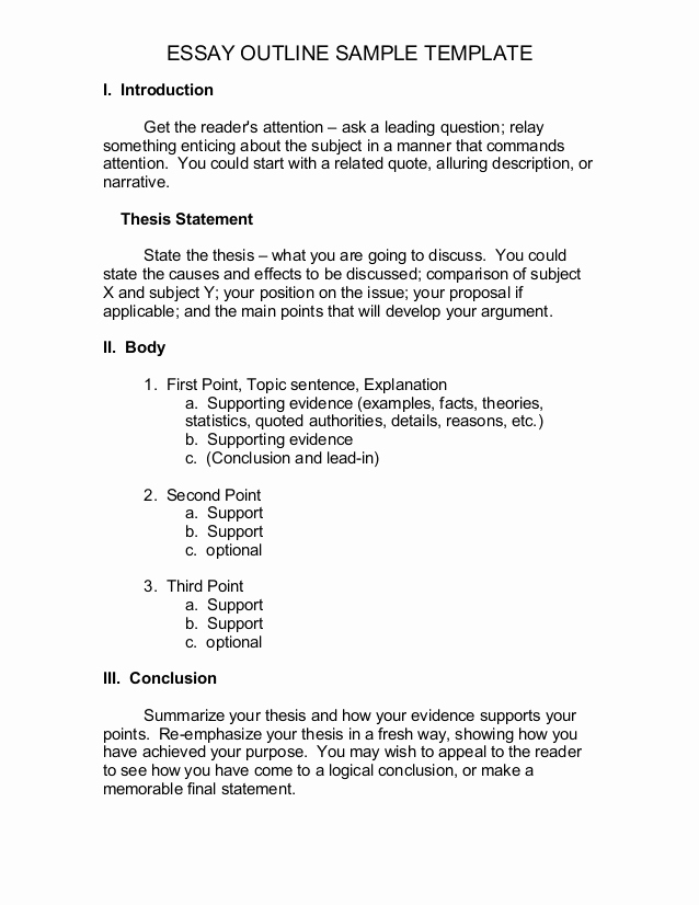 How to Outline An Essay Best Of Essay Outline Sample Template1