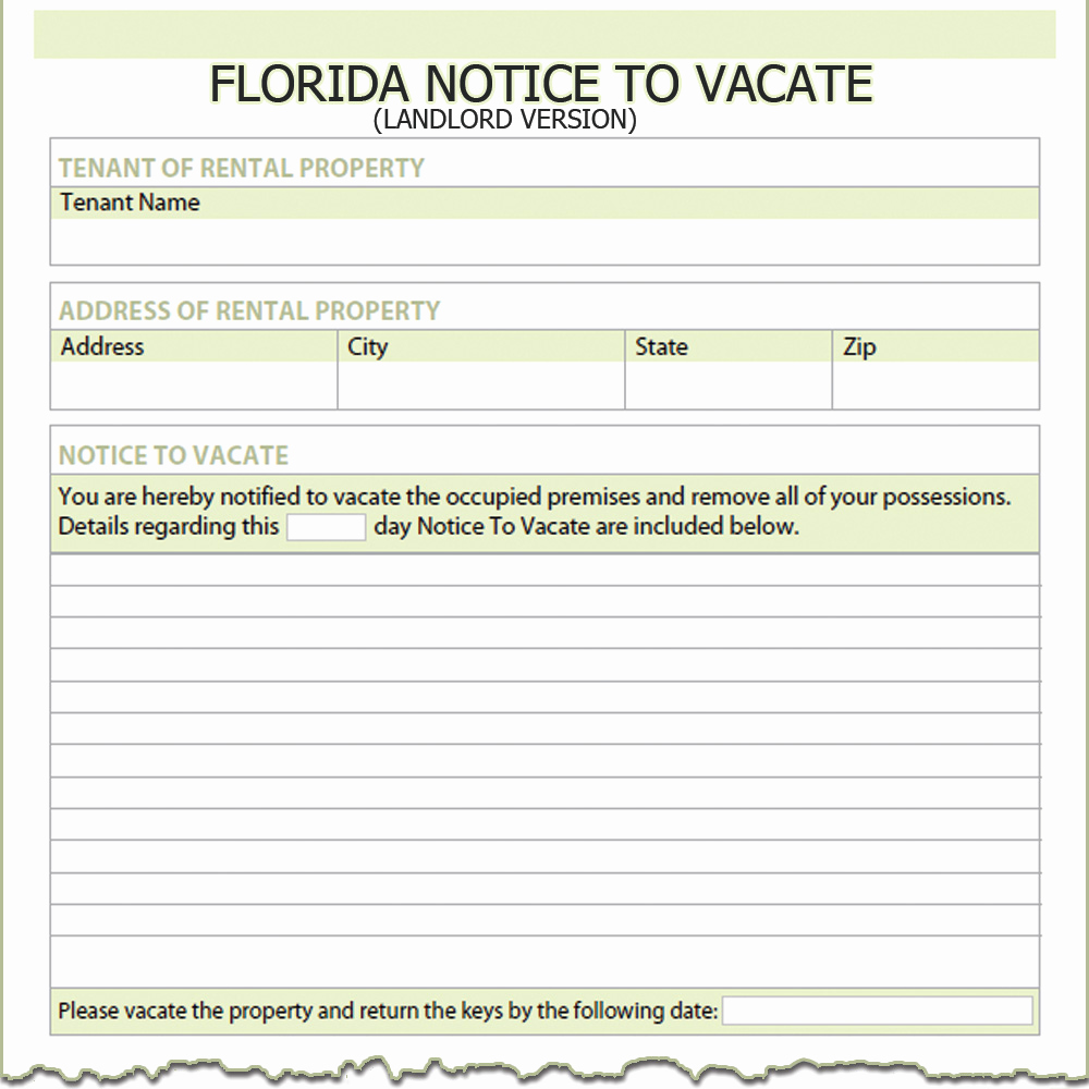 Landlord Notice to Vacate Beautiful Florida Landlord Notice to Vacate