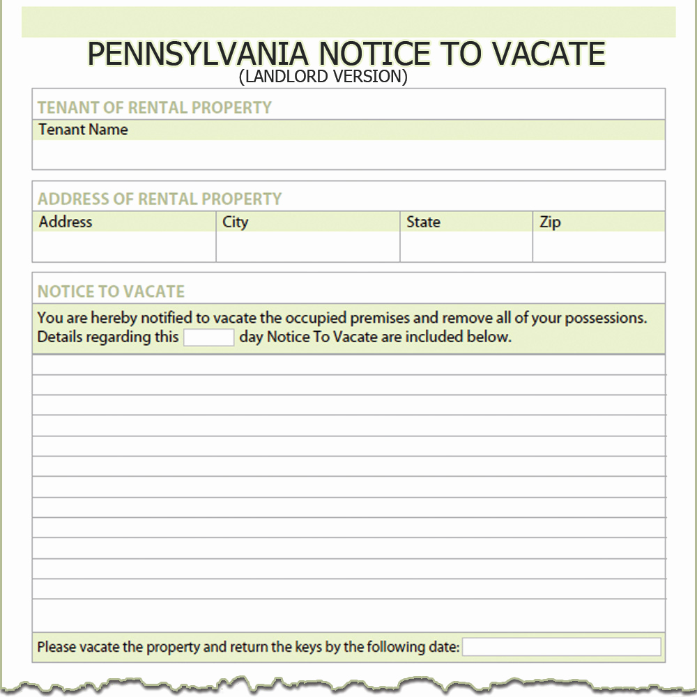 Landlord Notice to Vacate Beautiful Pennsylvania Landlord Notice to Vacate
