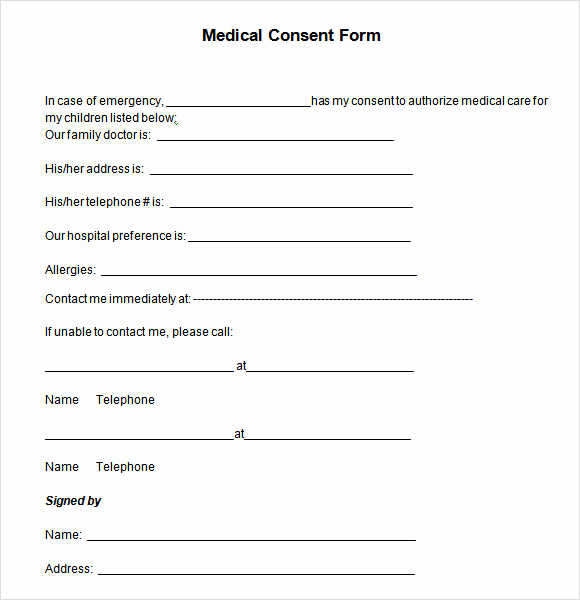 Medical Consent form Template Awesome 7 Sample Medical Consent forms to Download