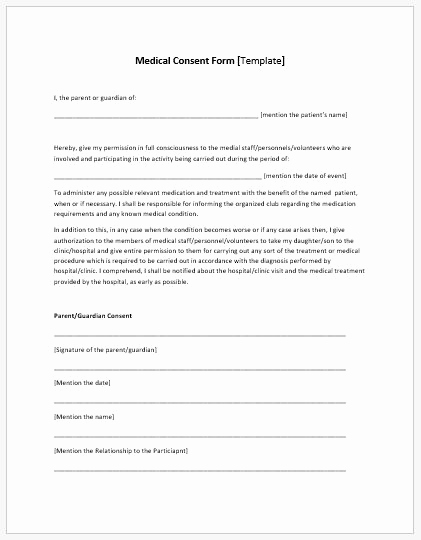 Medical Consent form Template Beautiful Medical Consent form Template Ms Word