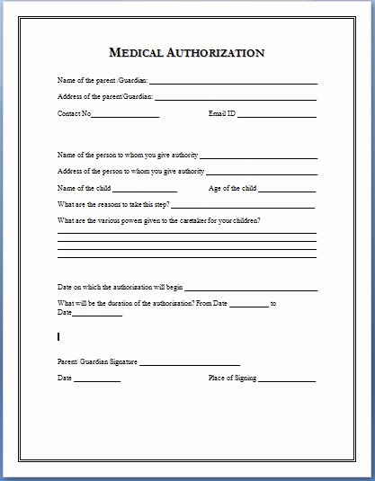 Medical Consent form Template Fresh Sample Medical Authorization form Templates
