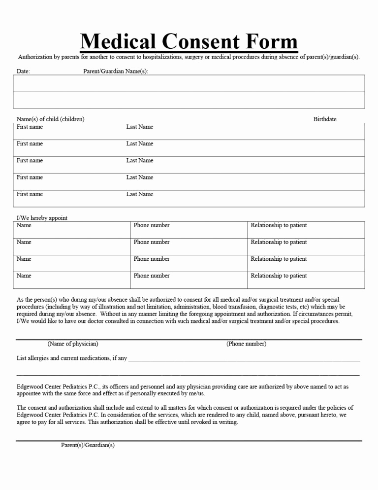 Medical Consent form Template New 45 Medical Consent forms Free Printable Templates