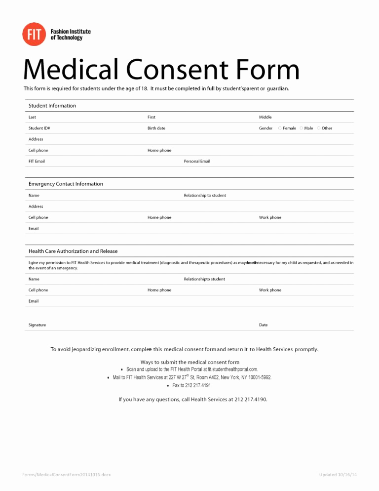 Medical Release form Template New 45 Medical Consent forms Free Printable Templates