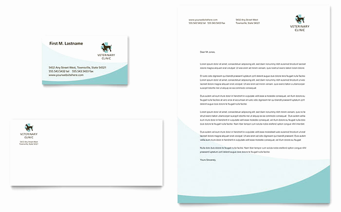Microsoft Word Letterhead Template Beautiful Vet Clinic Business Card &amp; Letterhead Template Word