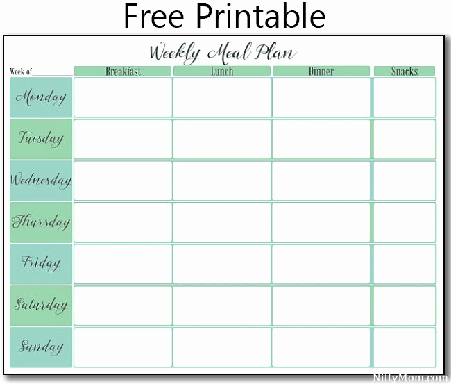 Monthly Meal Planner Template New Printable Weekly Meal Plan Free Printable
