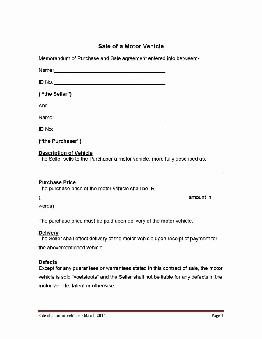 Printable Vehicle Purchase Agreement Awesome 42 Printable Vehicle Purchase Agreement Templates