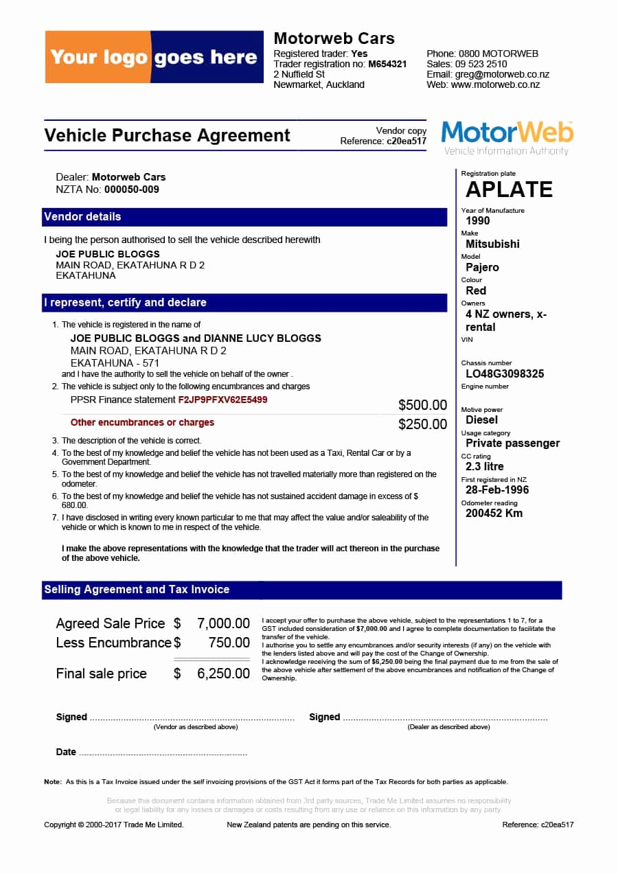 Printable Vehicle Purchase Agreement Elegant 42 Printable Vehicle Purchase Agreement Templates