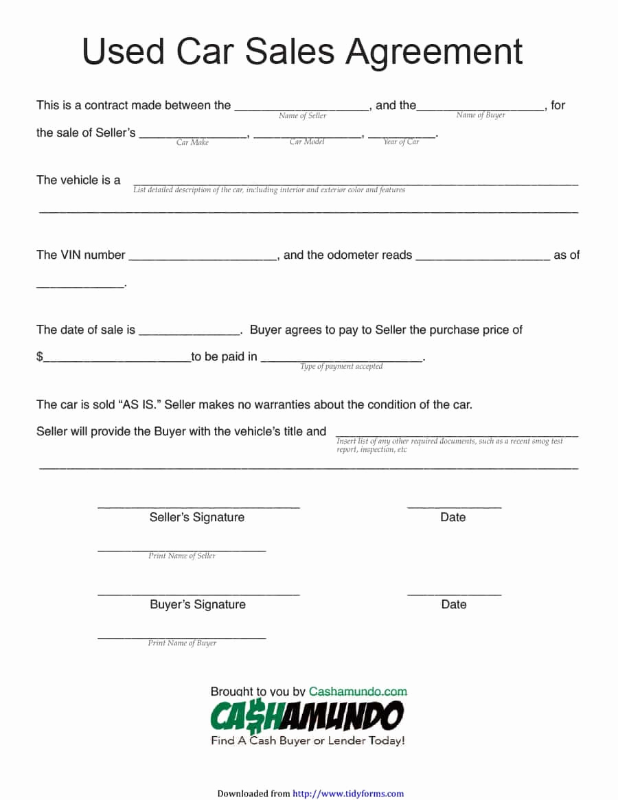 Printable Vehicle Purchase Agreement Lovely 42 Printable Vehicle Purchase Agreement Templates