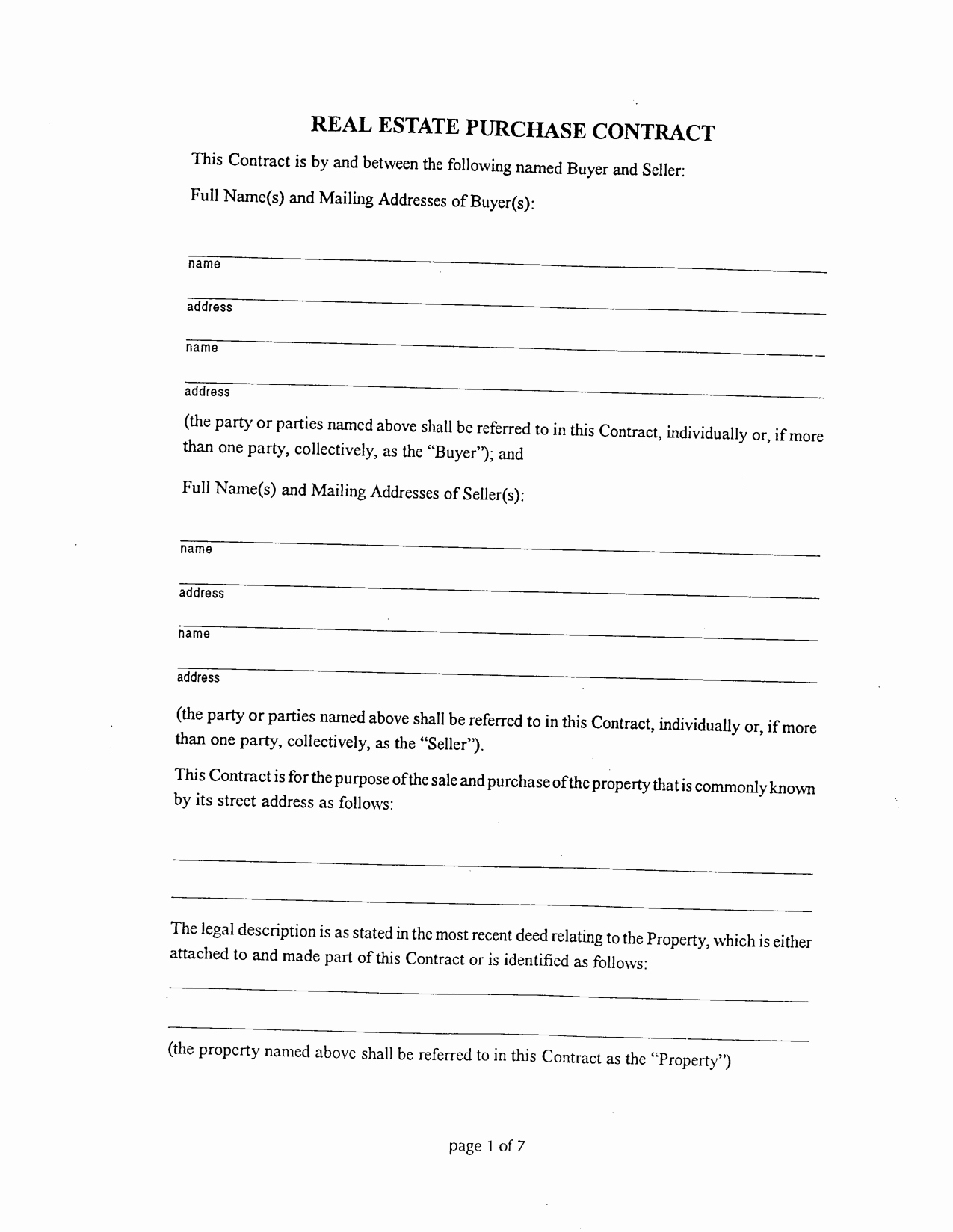 Real Estate Contract Template Inspirational 20 Printable Blank Contract Template Examples Thogati