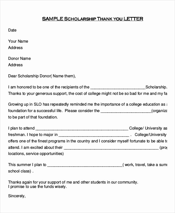 Scholarship Thank You Letter Examples Awesome Sample Letters 37 Free Sample Example format