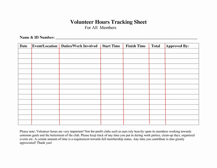 Volunteer Sign In Sheet Awesome Volunteer Hours Log Sheet Template forms